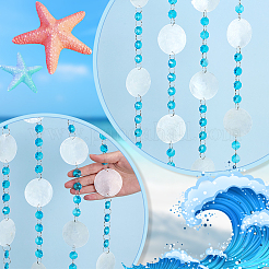 Disque en nacre naturelle avec breloques connecteurs octogonaux à facettes en perles de verre&nbsp;AJEW-WH0481-614