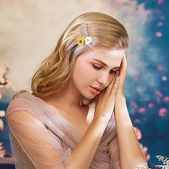 110 Stück 6 Stil Flatback Haar & Kostüm Accessoires Ornamente Scrapbook Verzierungen Resin Blume Daisy Cabochons&nbsp;CRES-FH0001-08