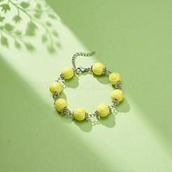 Rundes Perlenarmband aus Acryl mit Sportballmotiv&nbsp;BJEW-JB08660-03