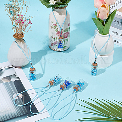 9 pièce de décorations suspendues en forme de bouteilles en verre de 3 couleurs&nbsp;HJEW-GO00227
