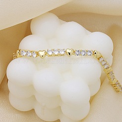 Bracciali a catena con micro pavé di zirconi cubici trasparenti in ottone per donna&nbsp;BJEW-P366-02B-G
