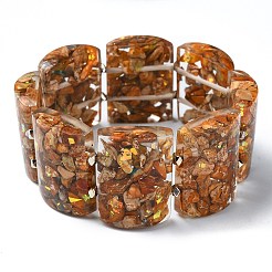 Bracciali elasticizzati con diaspro imperiale naturale tinto e opale sintetico&nbsp;BJEW-G702-01B