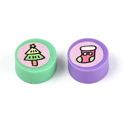 Perles en argile polymère imprimées faites à la main&nbsp;CLAY-T022-12A