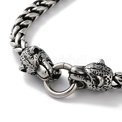 Braccialetti magnetici leopardo a catena di grano in acciaio inossidabile 304 per uomo&nbsp;BJEW-C072-02AS