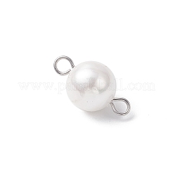 Breloques connecteurs rondes en perles de coquillage&nbsp;PALLOY-JF04477-02