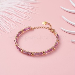 Rundes natürliches Amethyst-Perlenarmband&nbsp;BJEW-TA00038-02