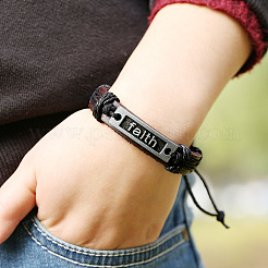 Verstellbare Armbänder aus Rindsleder für Männer&nbsp;BJEW-PW0001-02