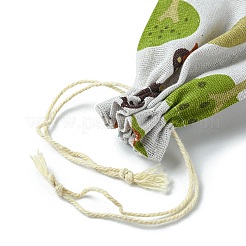 10 Stück 5 Stile bedruckte Polycotton-Verpackungsbeutel (Polyester-Baumwolle) mit Kordelzug&nbsp;ABAG-YW0001-04