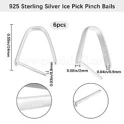 6 pz. 925 ganci per punteruolo da ghiaccio in argento sterling placcati in rodio&nbsp;STER-BBC0006-93A-P