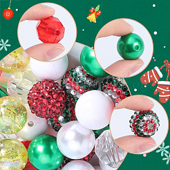 Kit de fabricación de joyas DIY con cuentas redondas de plástico y acrílico con temática navideña de 50 estilos&nbsp;SACR-SC0001-37