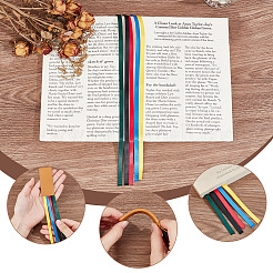5 Stück Lesezeichen aus PU-Leder in 5 Farben mit buntem Band.&nbsp;AJEW-CP0003-86B