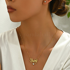 Set di orecchini a bottone e collane con ciondolo a forma di bambino in acciaio inossidabile per donna&nbsp;AE9274-3