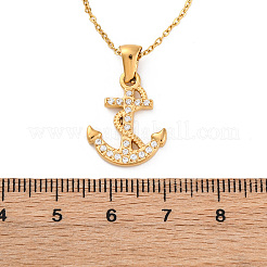 Collane con ciondolo a forma di ancora in cristallo e strass in acciaio inossidabile 304&nbsp;NJEW-Z057-01A-G