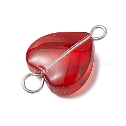Breloques connecteurs en verre transparent avec peinture de cuisson dégradée de couleur en forme de cœur&nbsp;PALLOY-JF03276-02