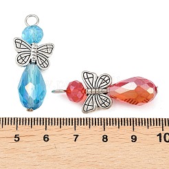 Schmetterlings- und Glas-Verbindungsanhänger aus Legierung&nbsp;PALLOY-JF00896-S