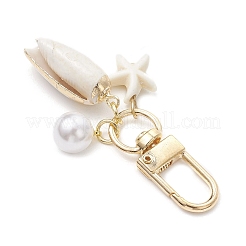 Decorazioni pendenti con conchiglia a spirale e stella marina turchese sintetica&nbsp;HJEW-JM03171