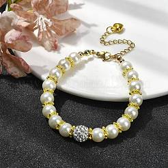 Braccialetti con perline di finte perle di vetro da donna&nbsp;BJEW-JB10034-01