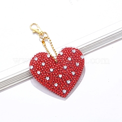 Kits de peinture au diamant porte-clés coeur diy&nbsp;DIAM-PW0001-163