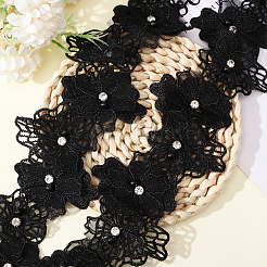 Doppellagiges Polyester 3D-Blumenspitzenbesatzband mit Strass&nbsp;OCOR-WH0097-73C