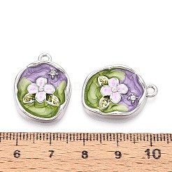 Pendenti in smalto con strass in lega placcata a cremagliera&nbsp;ENAM-N065-08P