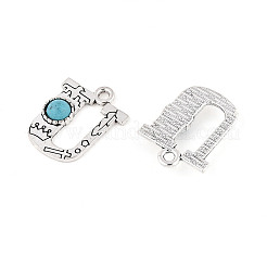 Pendentifs turquoise synthétique et alliage&nbsp;PALLOY-H146-01AS-U