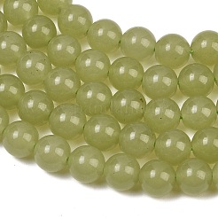 Naturels teints en blanc perles de jade brins&nbsp;GG-CBAEB22-B01-12mm-05