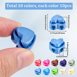 100 Stück Kordelstopper aus Kunststoff in 10 Farben&nbsp;FIND-SP0005-12