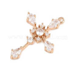 Colgantes de latón con microengaste de circonitas cúbicas transparentes para Pascua&nbsp;KK-D265-04G