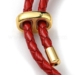 Bracciale a maglie con barra a colonna in ottone con cordini in cuoio&nbsp;BJEW-G675-05G-01