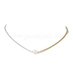Collar doble con colgante de perlas de agua dulce cultivadas naturales&nbsp;NJEW-JN05682