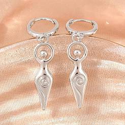 Boucles d'oreilles pendantes créoles en laiton&nbsp;EJEW-G471-47P-01