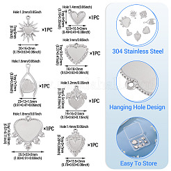 7 Stück 7 Stile 304 Edelstahl Anhänger Cabochon Einstellungen&nbsp;STAS-TA0005-83