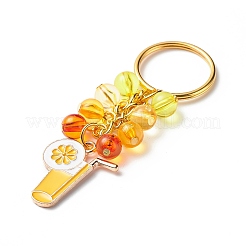 4 pz fiore/ape/succo d'arancia ciondolo portachiavi in lega smaltata&nbsp;KEYC-JKC00412-05