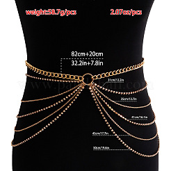 Mehrschichtige Taillenketten aus Legierung mit Kristall-Strass-Quaste für Damen&nbsp;FS-WG9E8DF-01