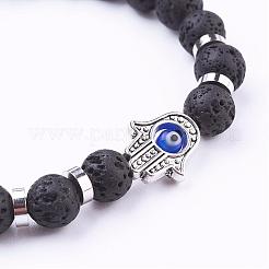 Stretch-Armbänder aus natürlichem Lavastein&nbsp;BJEW-JB03146-01