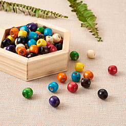 180 pièce de perles en bois d'érable naturel teintées en 9 couleurs&nbsp;WOOD-CD0001-06A-LF