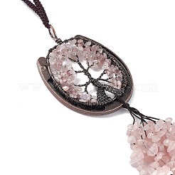 Decoración de colgantes de árbol de la vida con chip de cuarzo rosa natural&nbsp;G-F733-06B