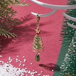 Weihnachtsbaum-Anhänger aus Glas und Messing&nbsp;HJEW-JM02012