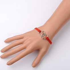 Legierung Doppel-Herz Link Armbänder für Valentinstag&nbsp;BJEW-JB01530-03