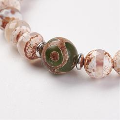 Braccialetti di stirata del branello dell'agata dzi di stile ducato di stile tibetano naturale&nbsp;BJEW-JB03098-02