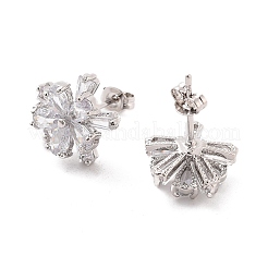 Boucles d'oreilles à tige en laiton plaqué or avec micro pavé de zircones cubiques transparentes&nbsp;EJEW-M029-01A-P
