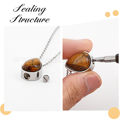Natürliche Tigerauge-Tränen-Urne-Asche-Anhänger-Halskette&nbsp;NJEW-CA0003-09B
