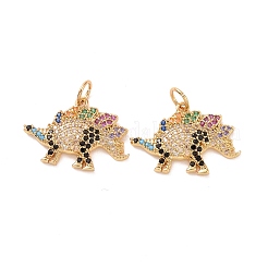 Stégosaure en laiton micro pave breloques en zircone cubique colorées&nbsp;KK-G435-30G
