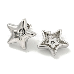 Boucles d'oreilles en laiton avec micro pavé de zircons cubiques pour femmes&nbsp;EJEW-E312-01A-P
