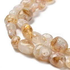 Fili di perle di quarzo lodolite giallo naturale&nbsp;G-P497-01E-39B