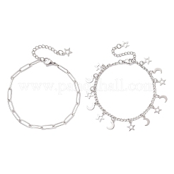 Braccialetti da donna in acciaio inossidabile 304 con graffetta e catena figaro&nbsp;BJEW-JB12445-02
