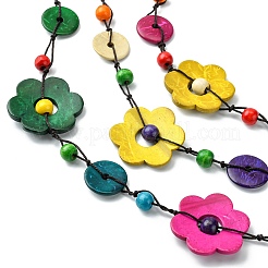 Collane a 3 strato con perline di fiori di cocco naturale tinto&nbsp;NJEW-A007-02B
