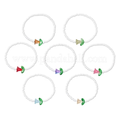 7 pz 7 colori perline di vetro braccialetti elastici per le donne&nbsp;BJEW-MZ00200