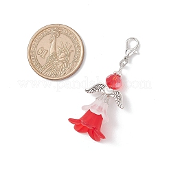 Adornos colgantes de acrílico y vidrio con forma de ángel de flores&nbsp;HJEW-JM03780