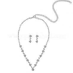 Collane pendenti con strass di cristallo in lega rotonda piatta e set di orecchini pendenti a bottone&nbsp;FS-WG0CCC2-01